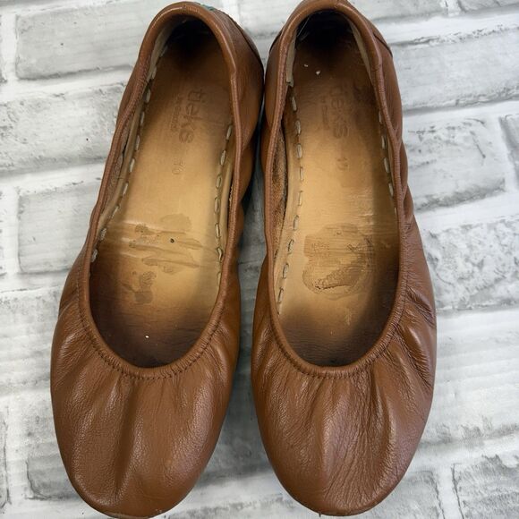 Tieks Women's 10 Chestnut Leather The Ballet Flat Matte Full Grain Comfort Shoes - Picture 9 of 15